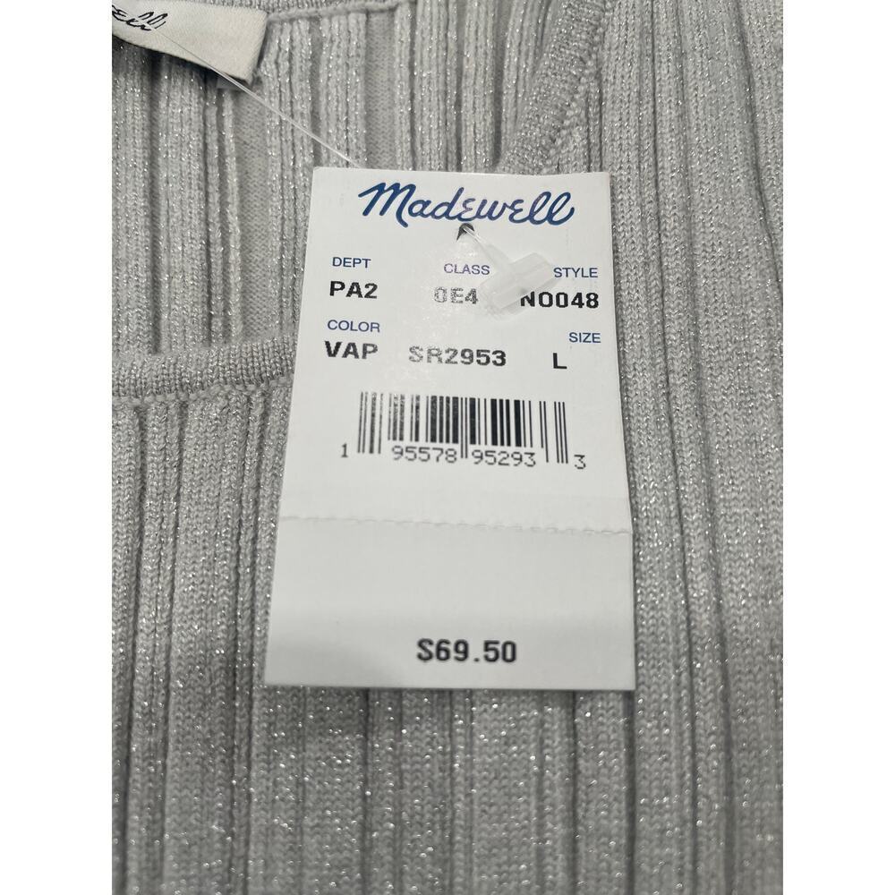 NWT Madewell Phoebe Snowy Silver Cutaway Ribbed Tank Size L - Picture 8 of 12